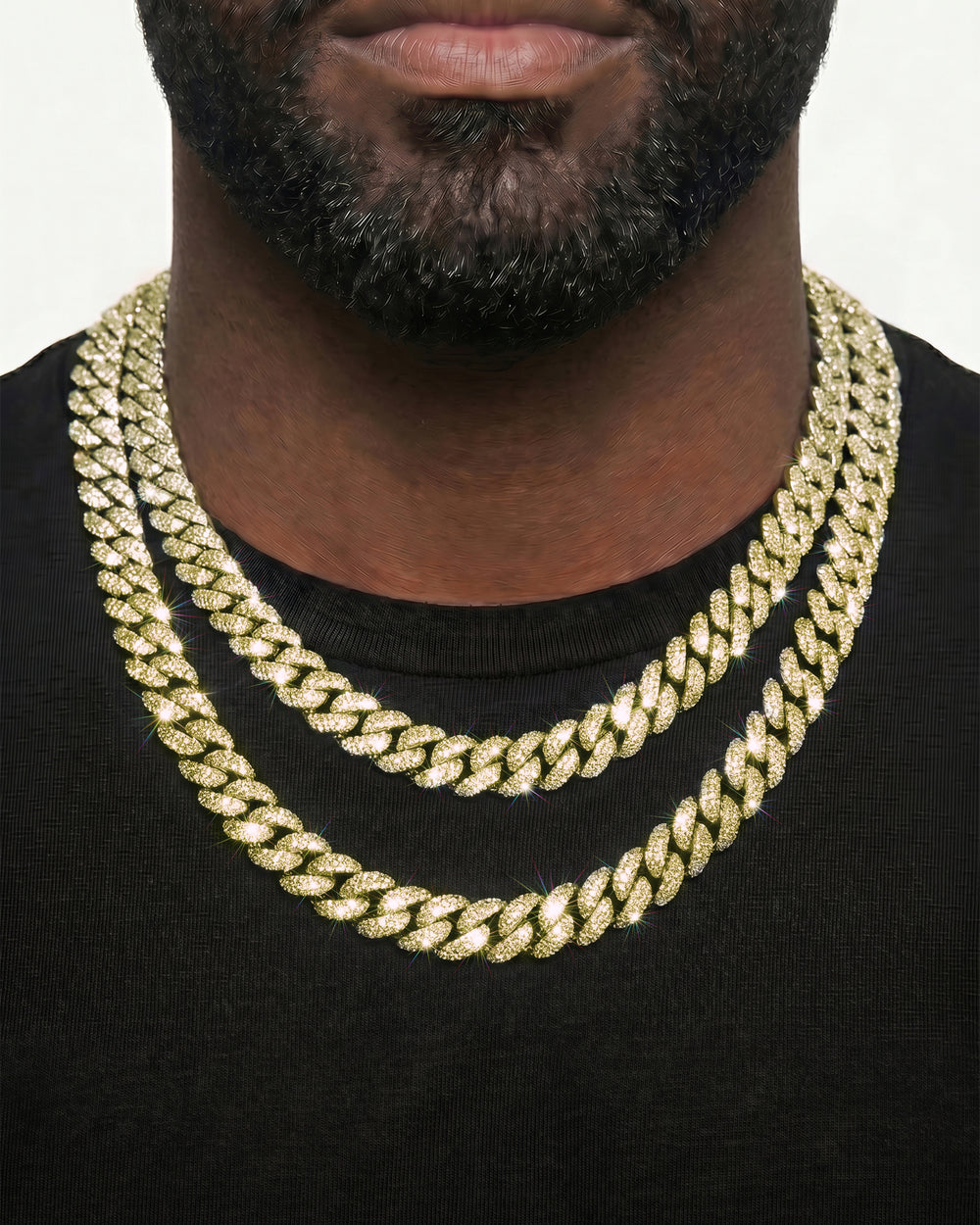 Yellow Gold Cuban Chain Set