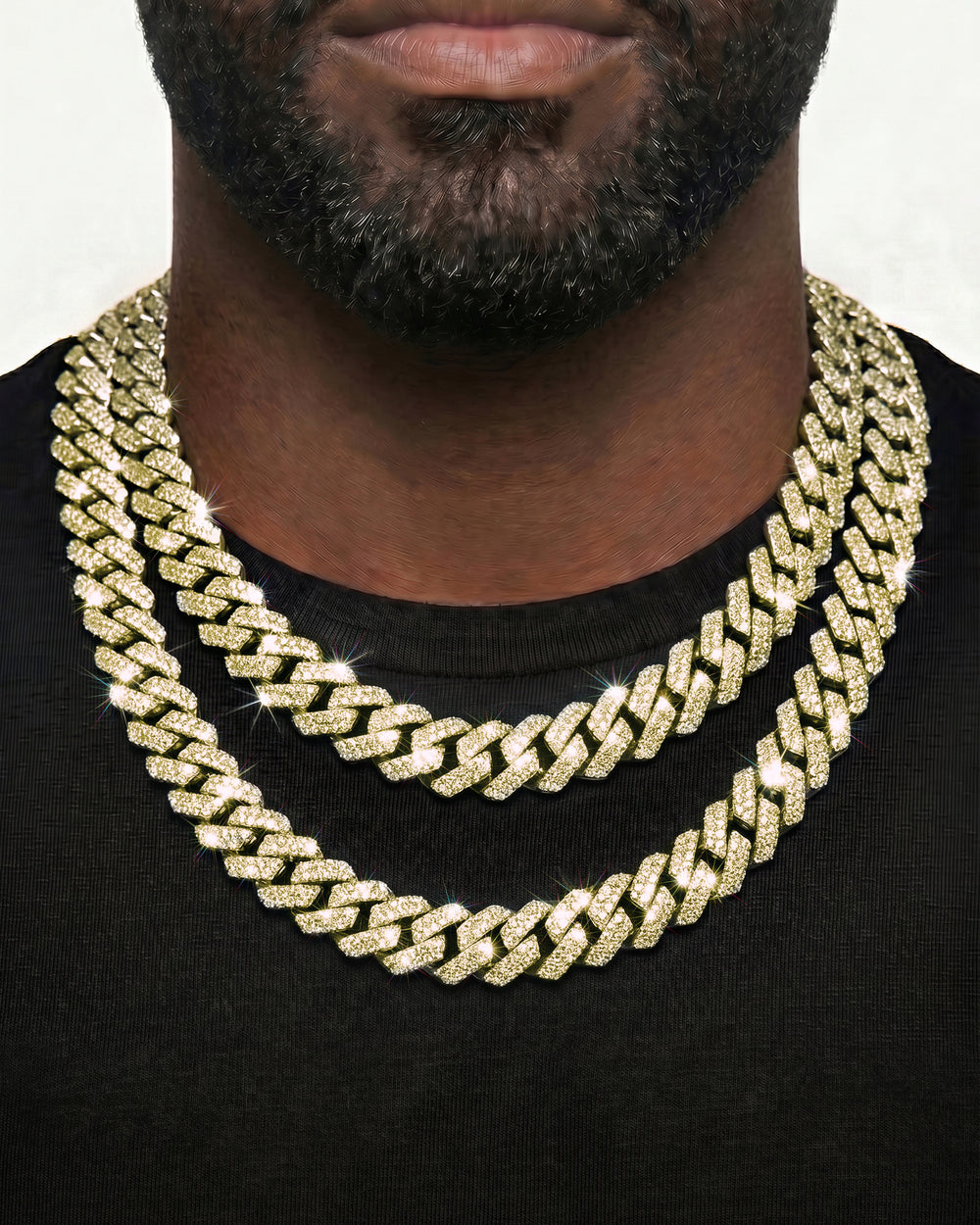 Yellow Gold Cuban Chain Set