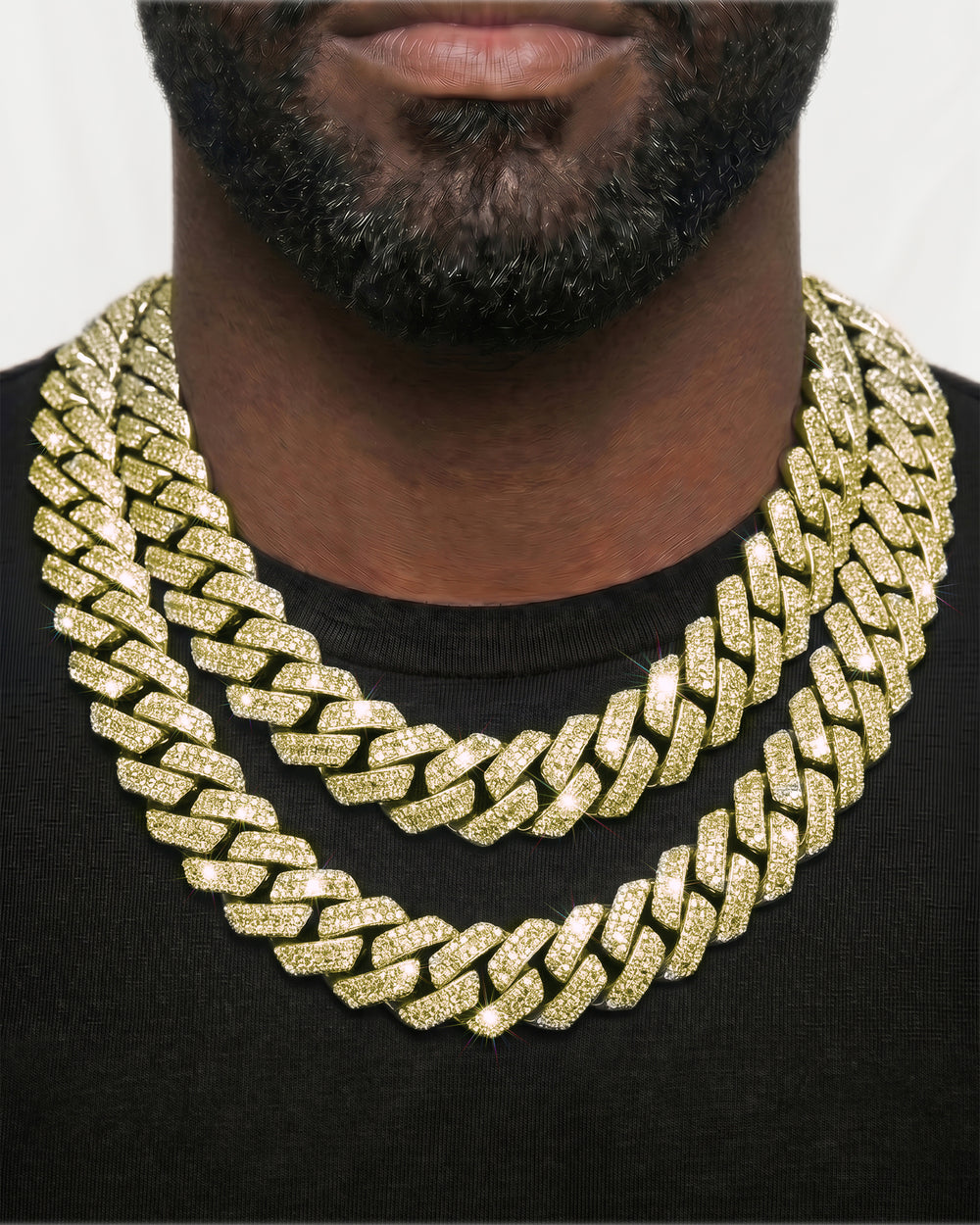 Yellow Gold Cuban Chain Set