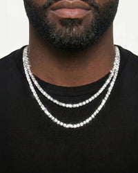 White Gold Cuban Chain Set