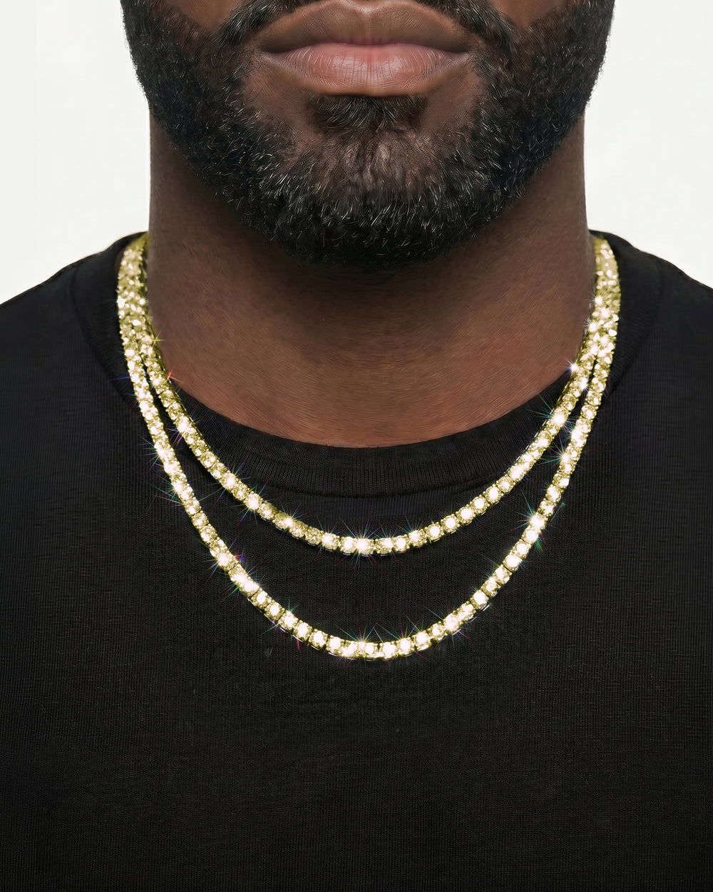 Yellow Gold Cuban Chain Set