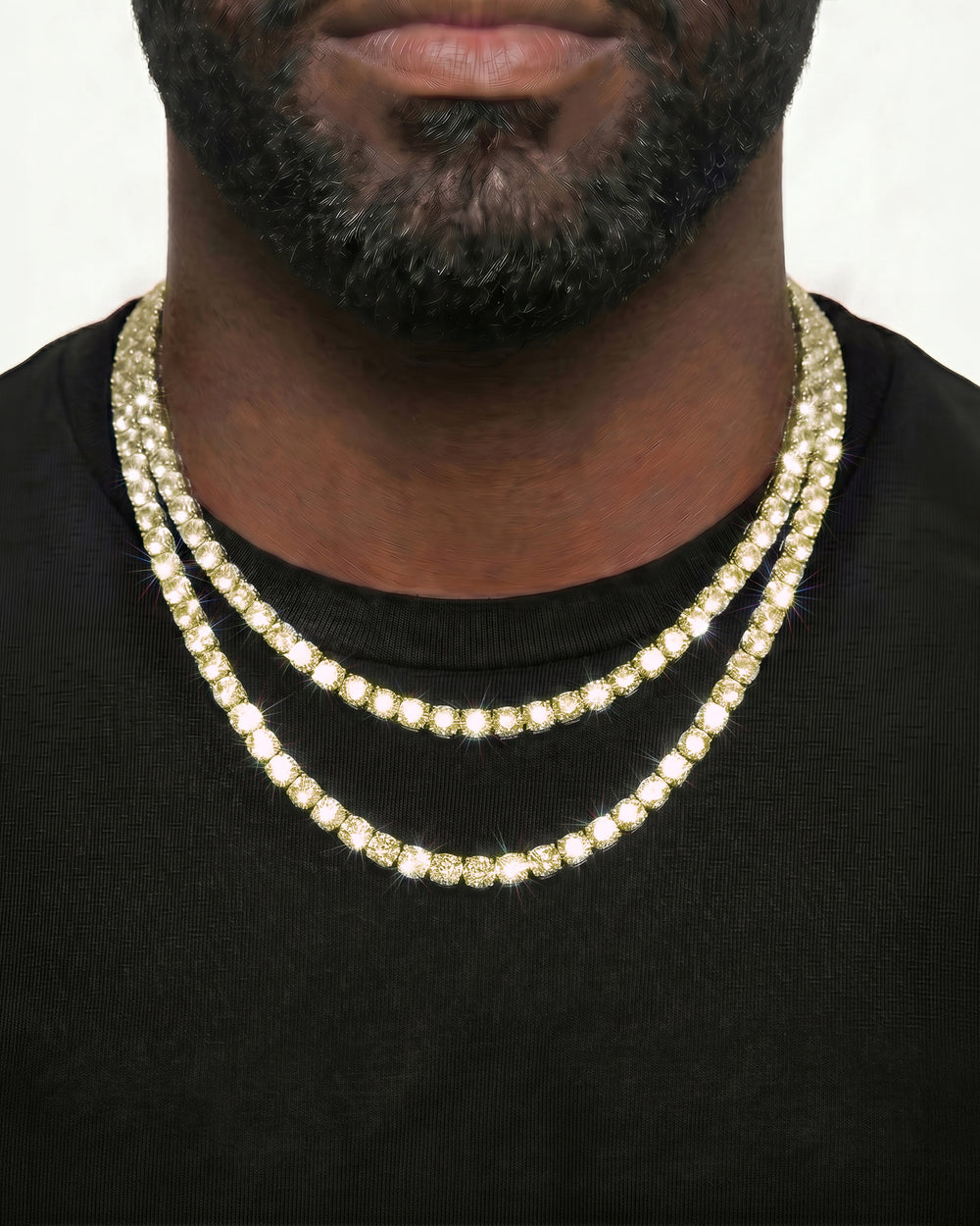 Yellow Gold Cuban Chain Set