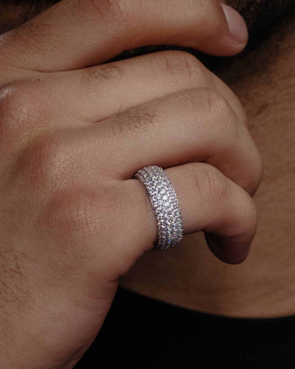 VVS 5 Row Iced Band Ring 14K Gold px