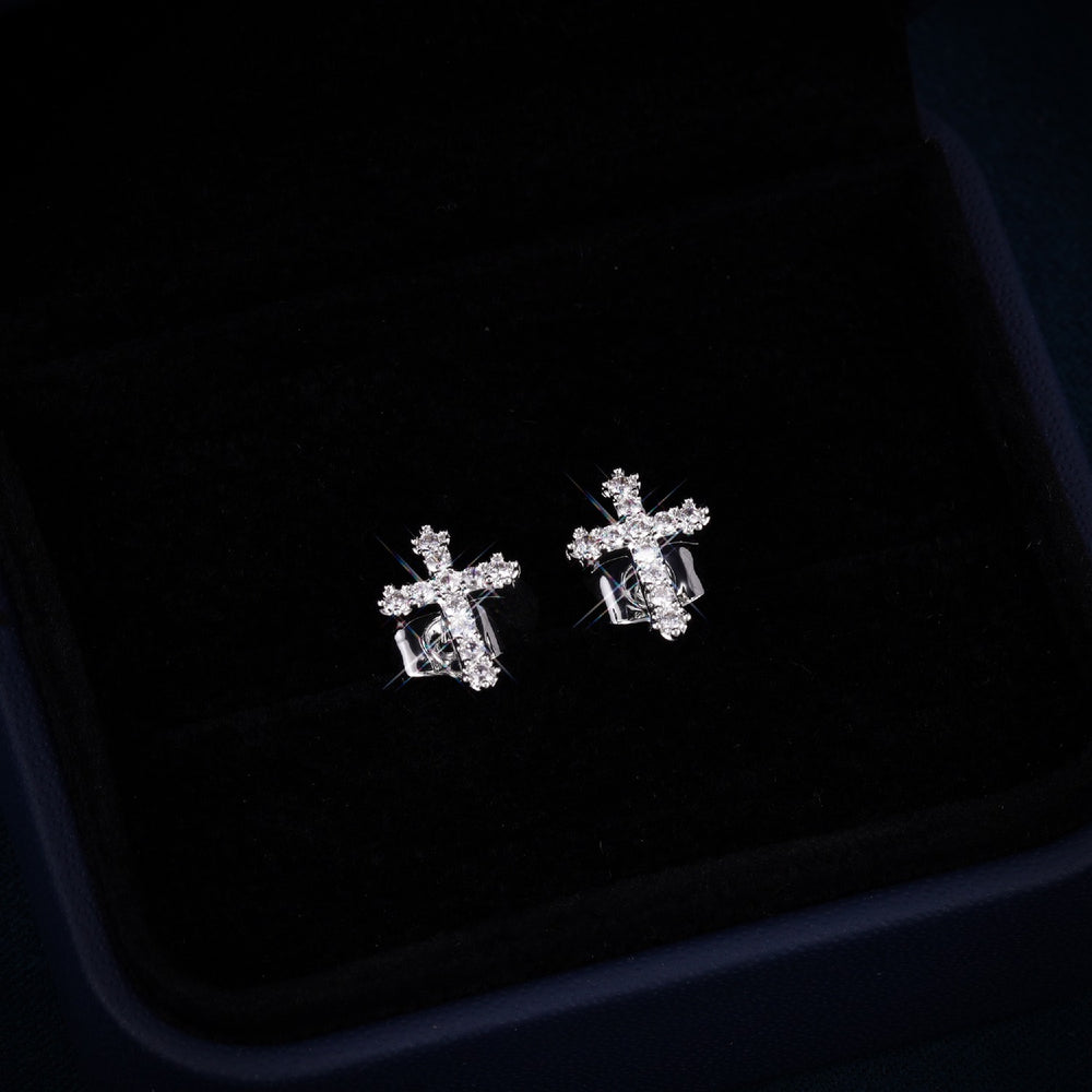 VVS Cross Earrings 14K Gold icecartel box