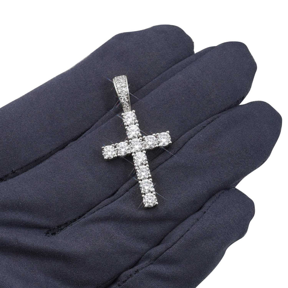 VVS Cross Pendant 14K Gold hand icecartel white