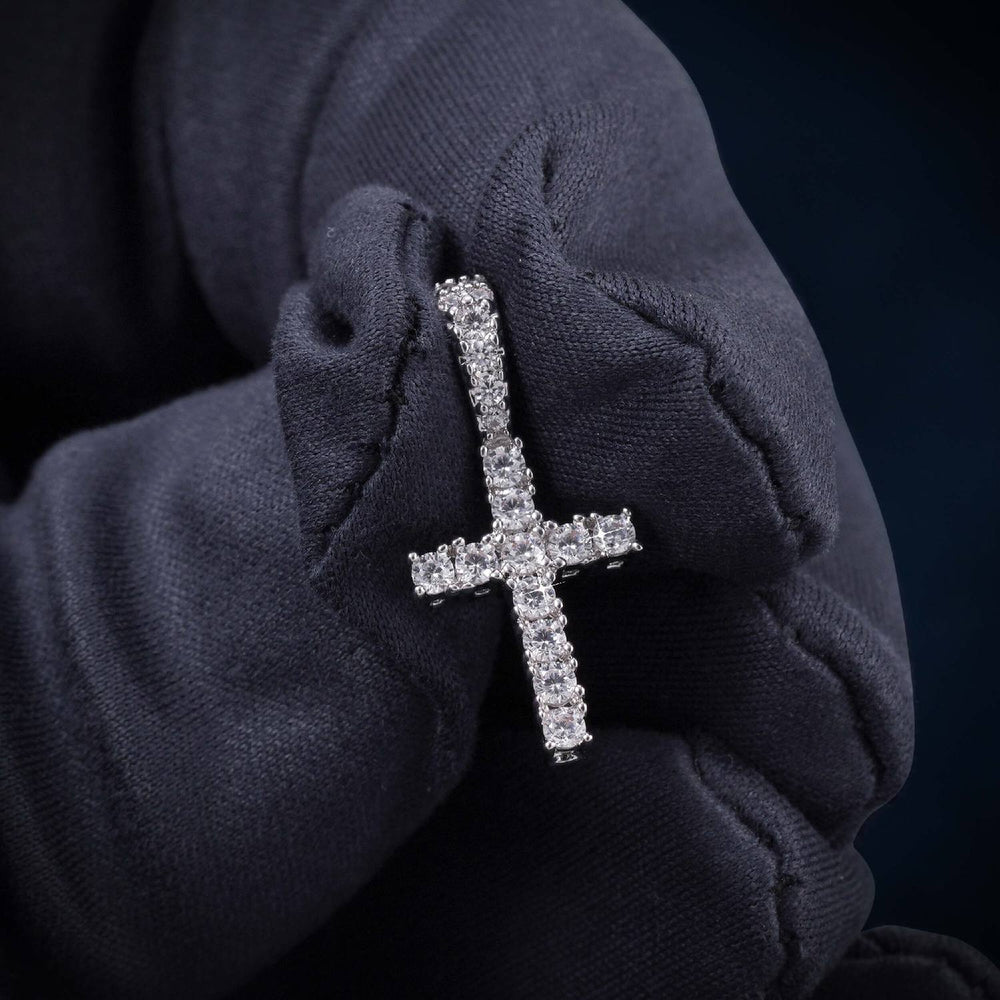 VVS Micro Cross Pendant 14K Gold hand icecartel