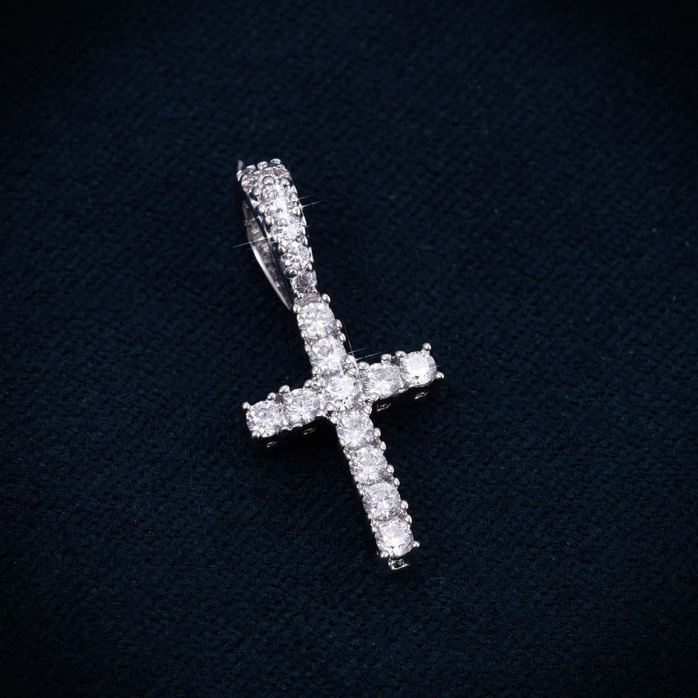 VVS Micro Cross Pendant 14K Gold side icecartel