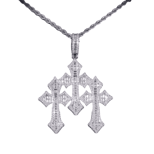 VVS Triple Cross Pendant 14K Gold main icecartel1