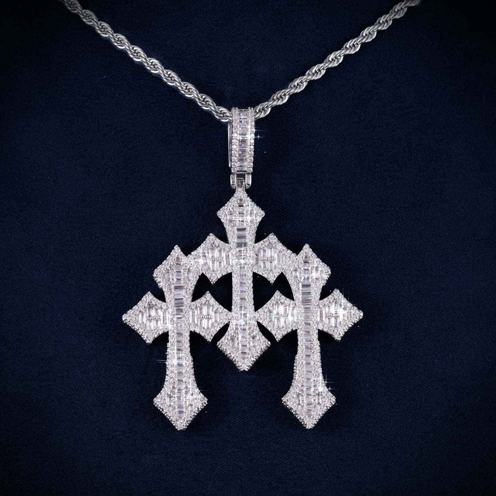 VVS Triple Cross Pendant 14K Gold main icecartel11