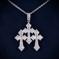 VVS Triple Cross Pendant 14K Gold main icecartel11