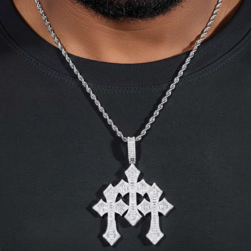 VVS Triple Cross Pendant 14K Gold model icecartel11