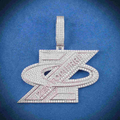 "Z" Custom Moissanite Pendant 14K White Gold 1