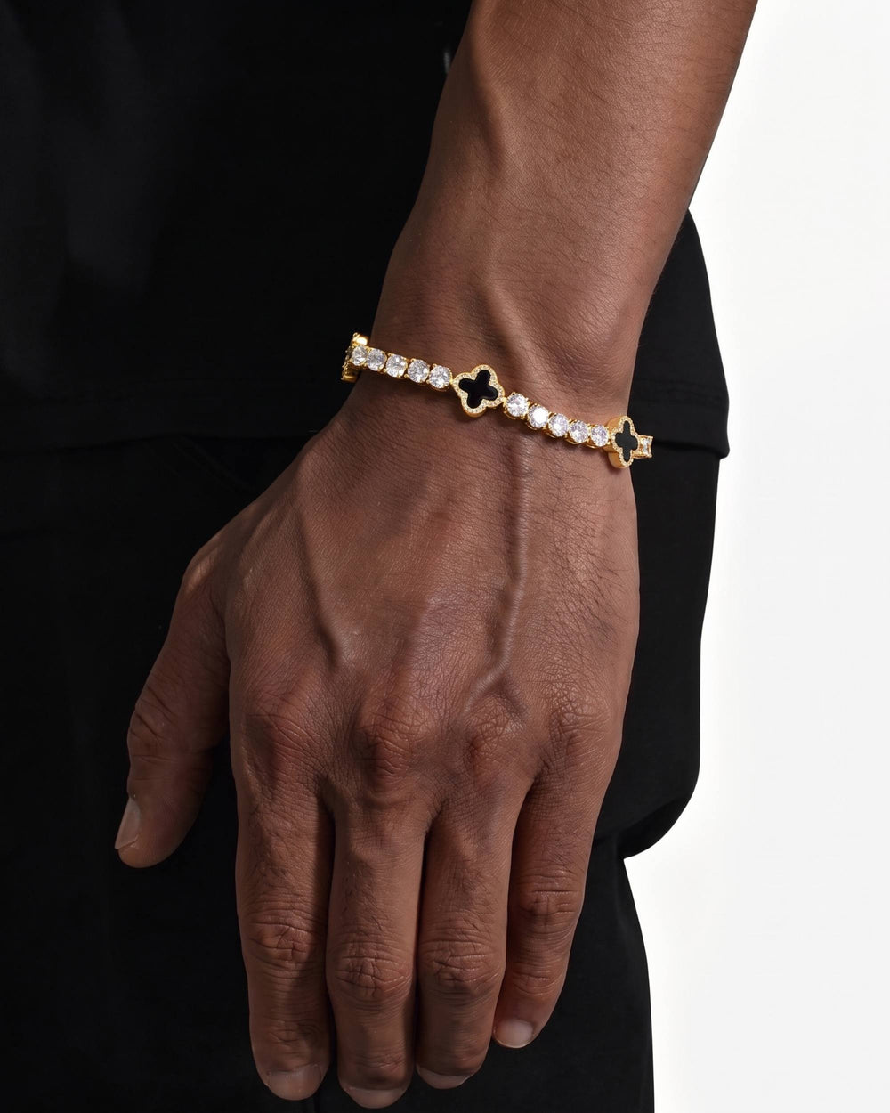 5MM Agate Moissanite Tennis Bracelet 14K Gold - Yellow Gold