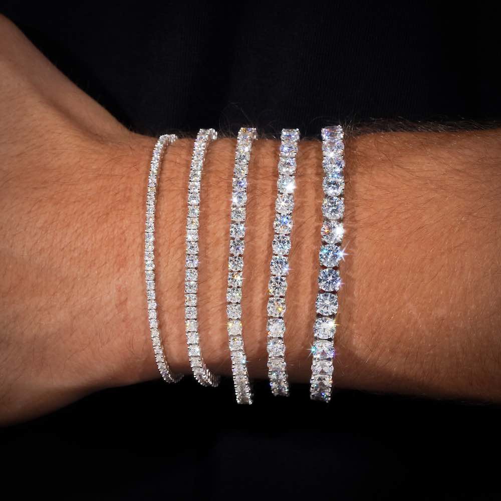 All Moissanite Tennis Bracelets hand