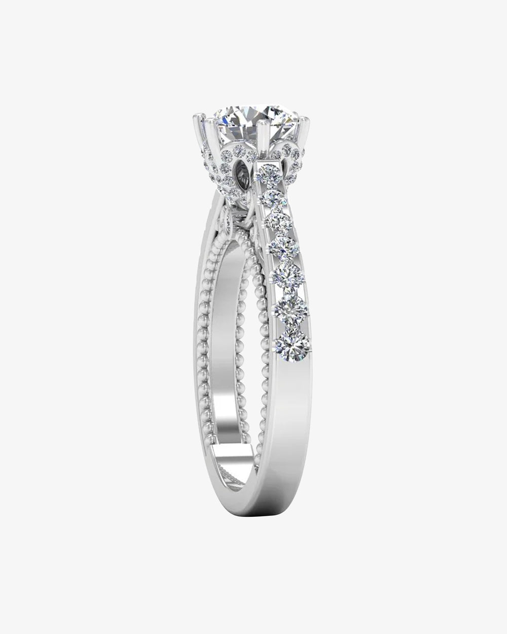 antique style cathedral hidden halo moissanite engagement ring icecartel angle