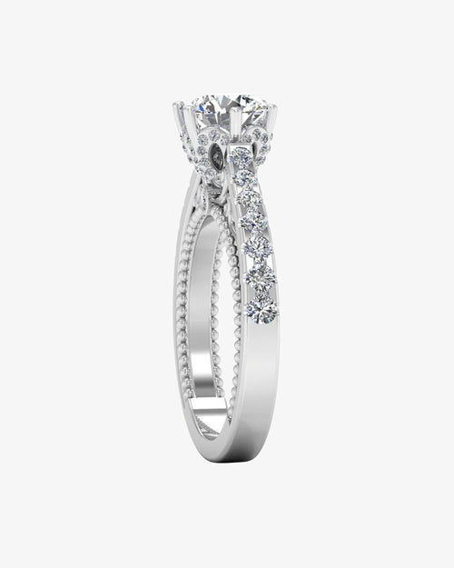 antique style cathedral hidden halo moissanite engagement ring icecartel angle