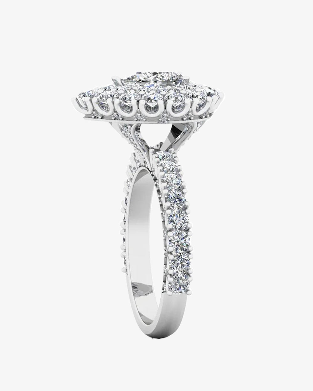 antique style pear top and side halo moissanite engagement ring icecartel angle