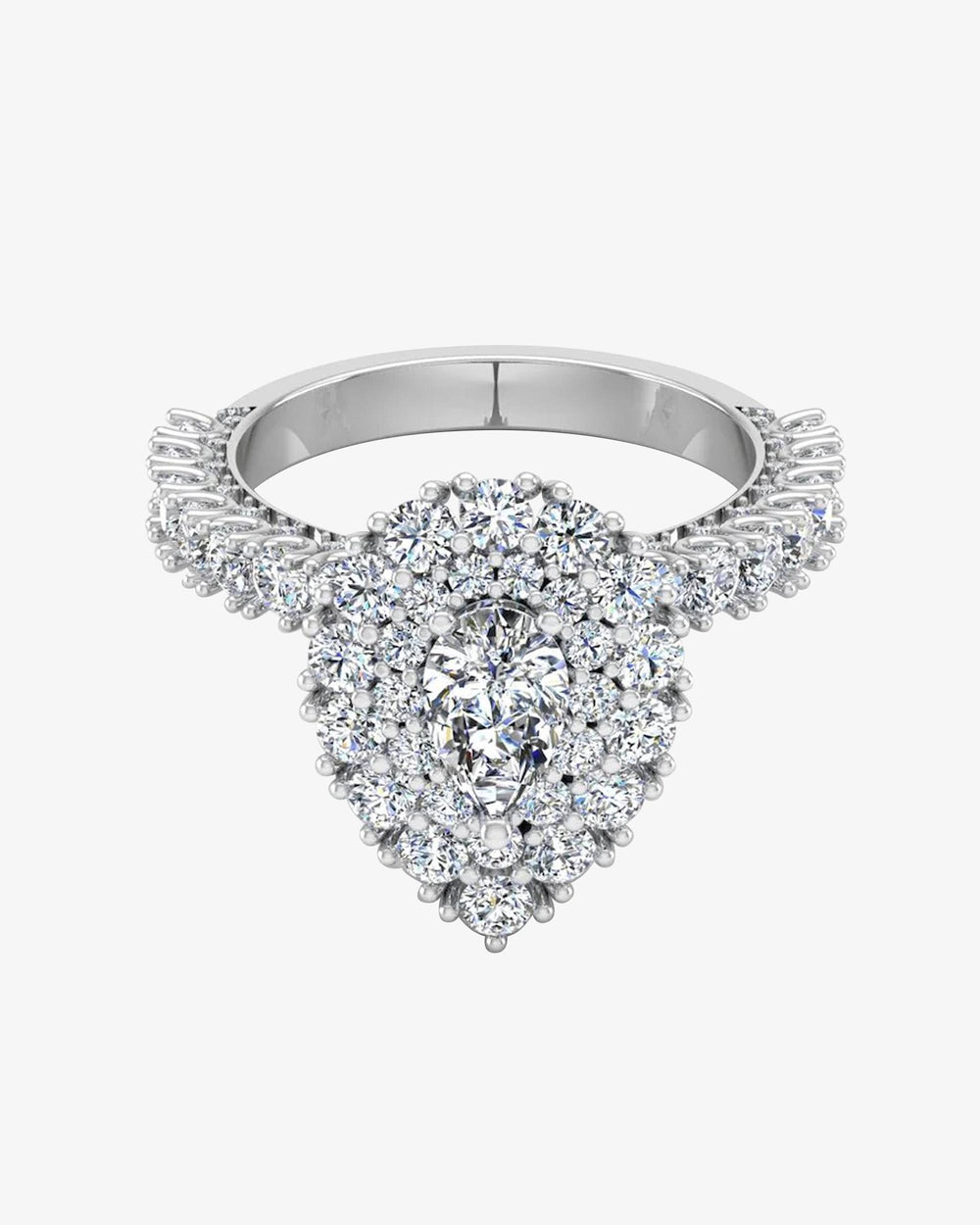 antique style pear top and side halo moissanite engagement ring icecartel horizontal