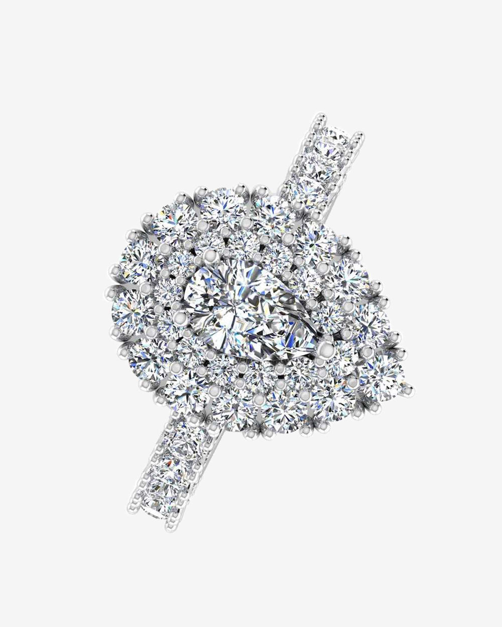 antique style pear top and side halo moissanite engagement ring icecartel i