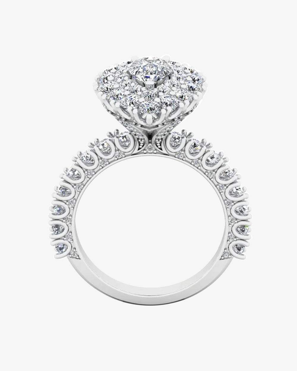 antique style pear top and side halo moissanite engagement ring icecartel o