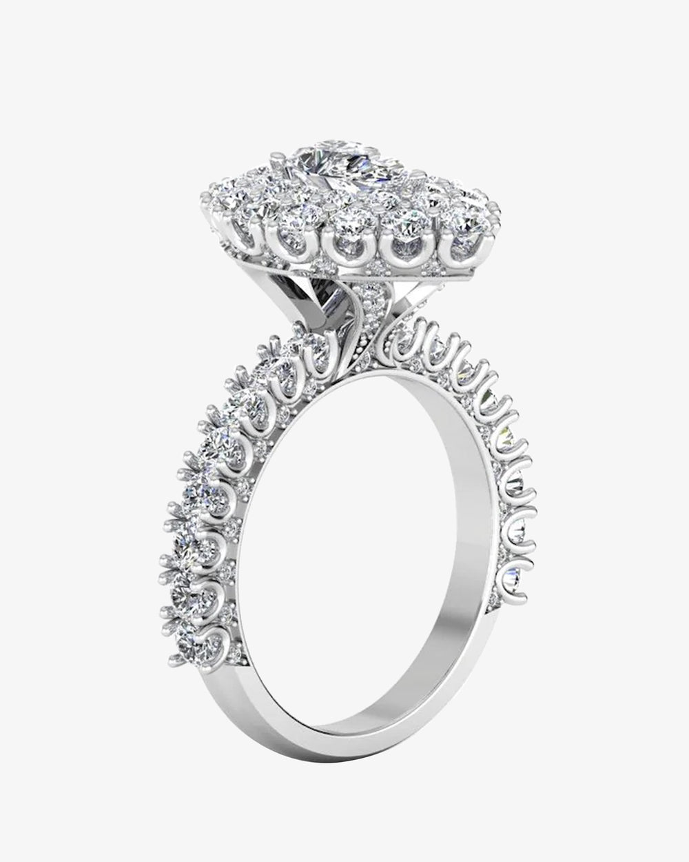 antique style pear top and side halo moissanite engagement ring icecartel side