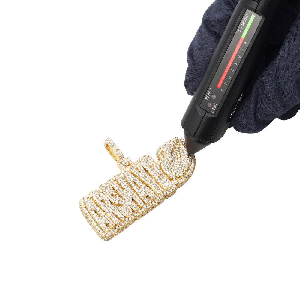 arshaye moissanite custom name pendant 14k gold icecartel test