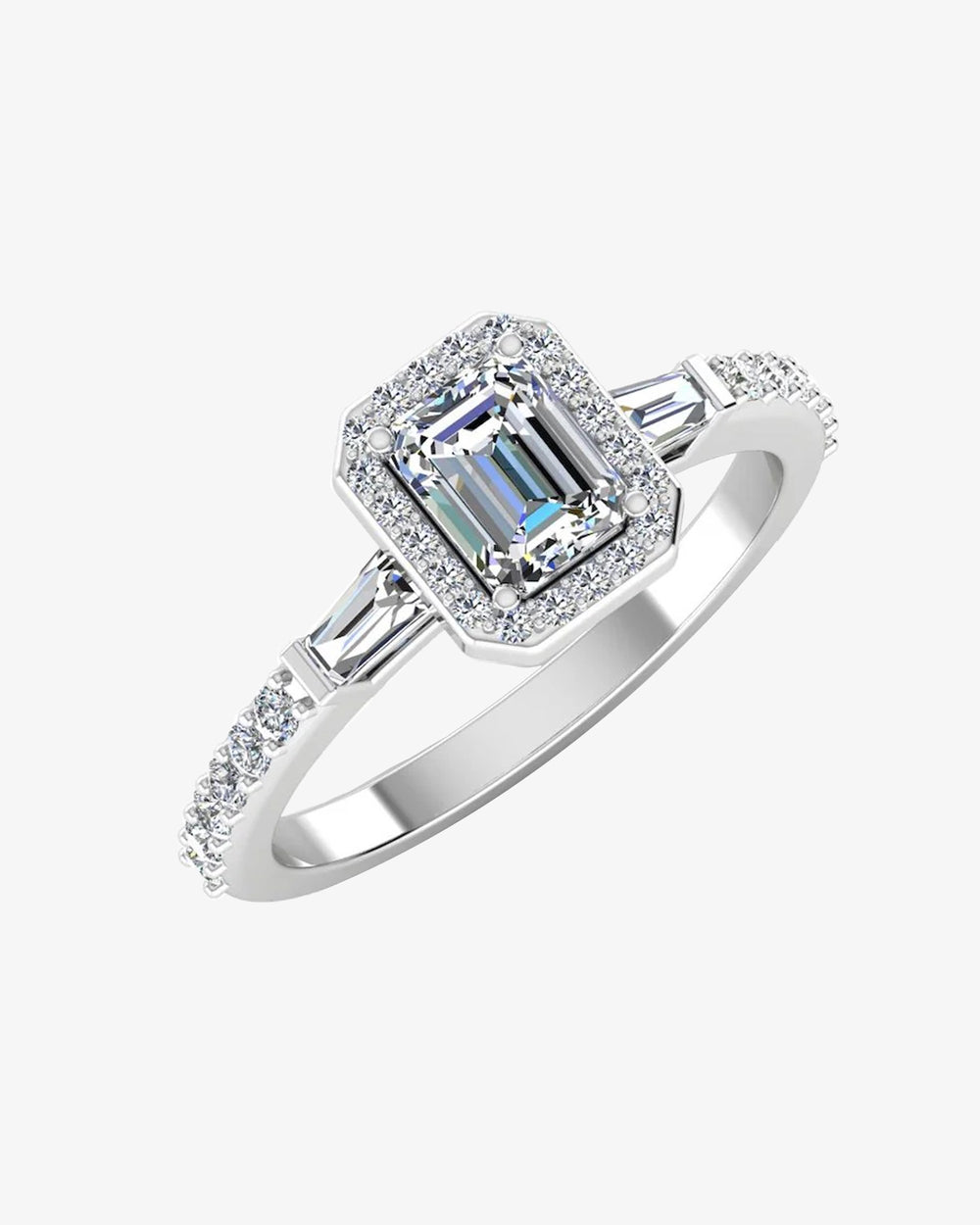 baguette round cut halo moissanite engagement ring icecartel main