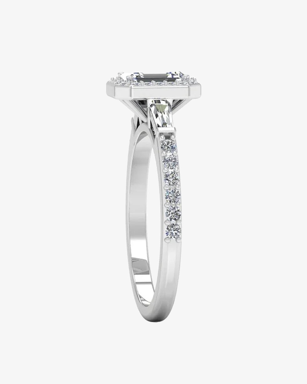 baguette round cut halo moissanite engagement ring icecartel side