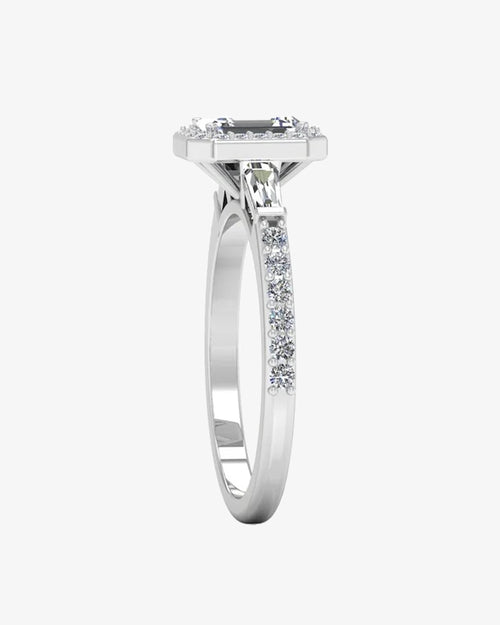 baguette round cut halo moissanite engagement ring icecartel side