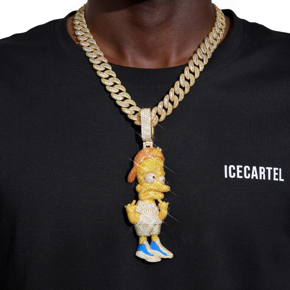 bart simpson custom moissanite logo pendant 14k gold icecartel model