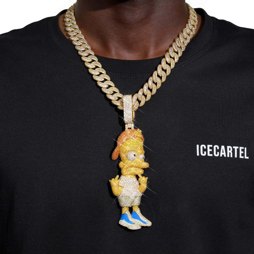 bart simpson custom moissanite logo pendant 14k gold icecartel model