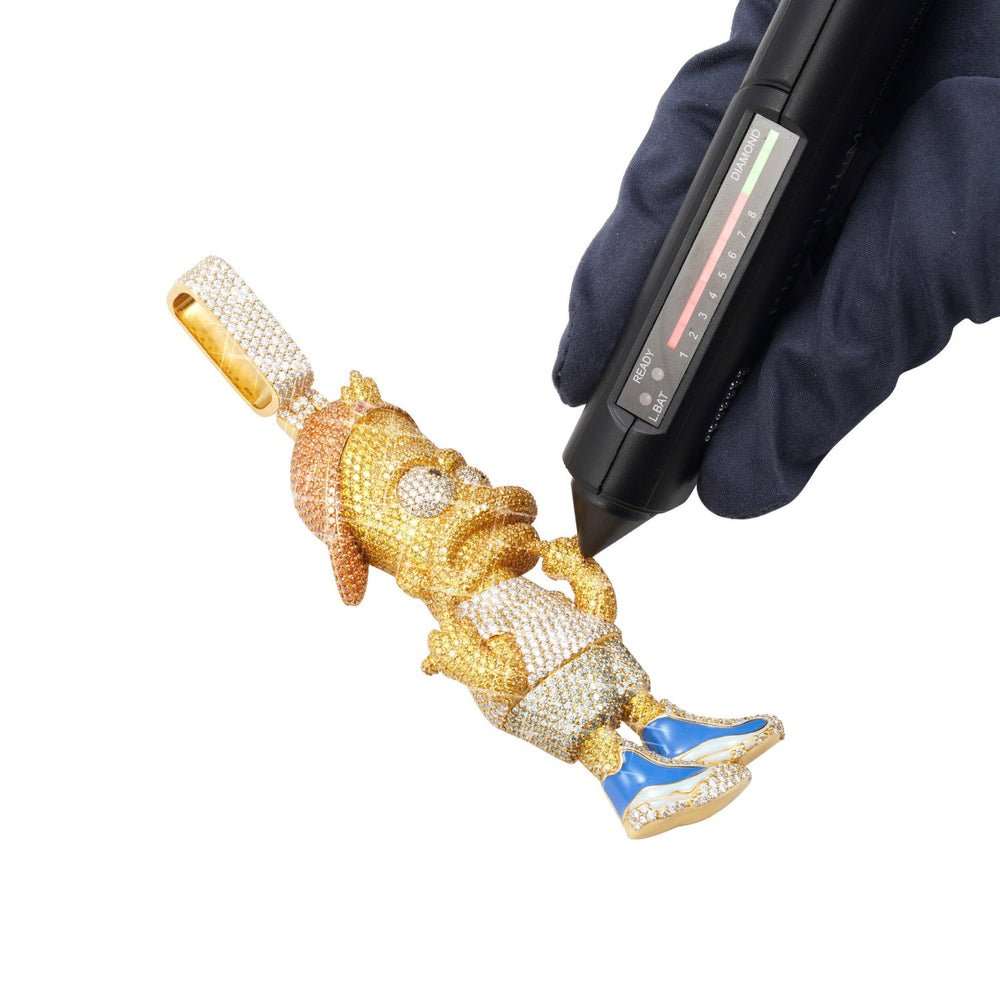 bart simpson custom moissanite logo pendant 14k gold icecartel test