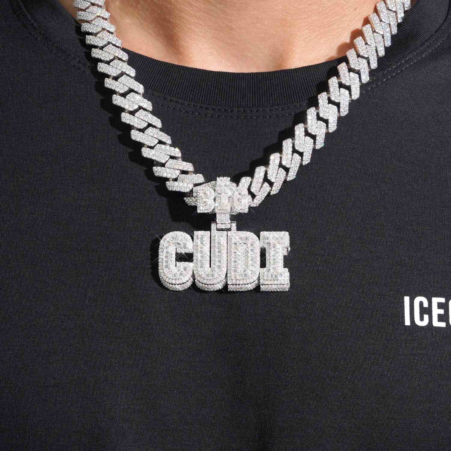 big cudi custom moissanite name pendant 14k gold icecartel model