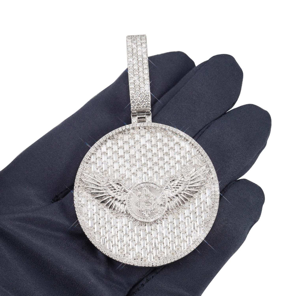 bitcoin eagle custom circle pendant 14k gold icecartel hand