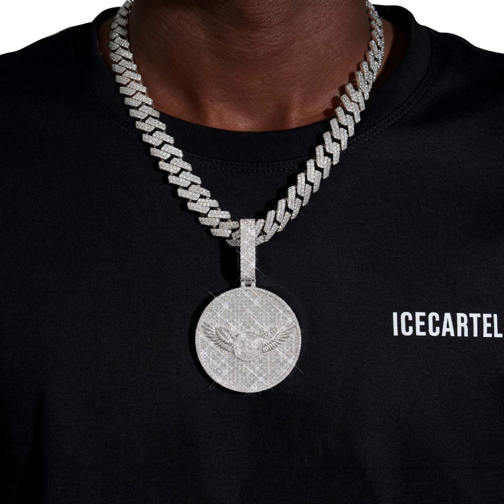 bitcoin eagle custom circle pendant 14k gold icecartel model