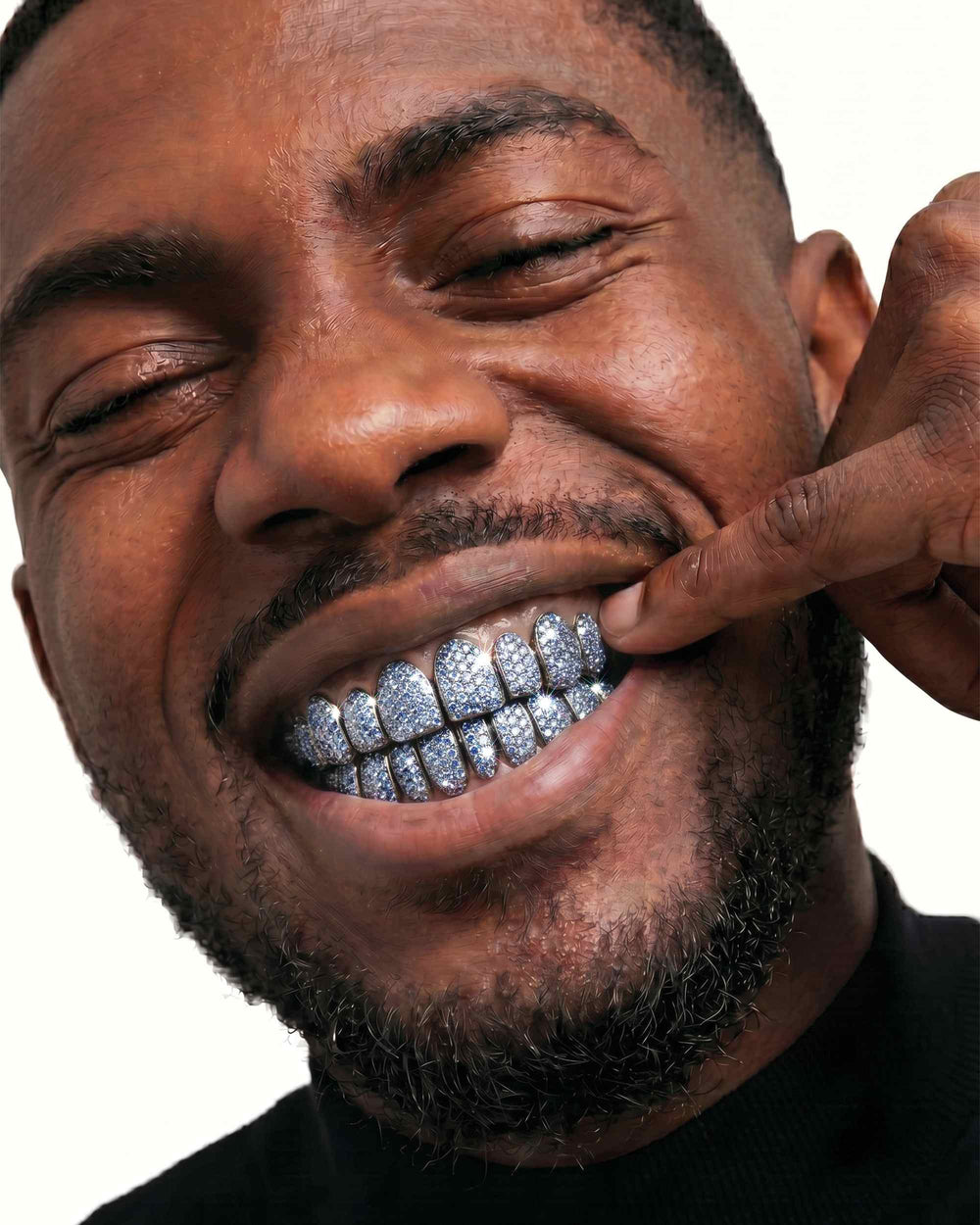 black gold blue stone grillz model px