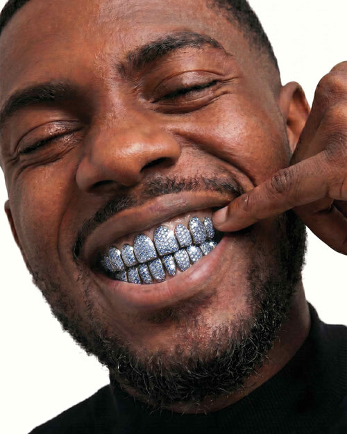black gold blue stone grillz model px