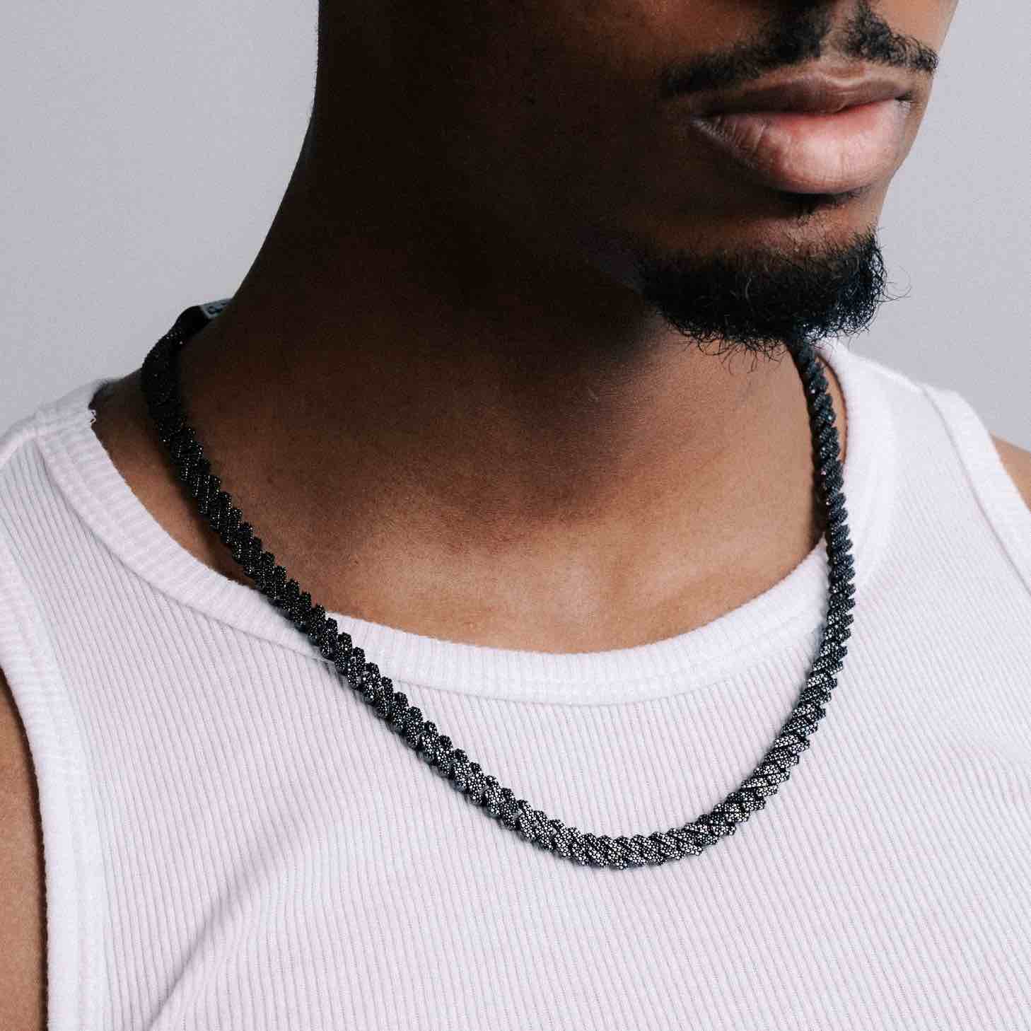 Black Moissanite Cuban Chain Necklace