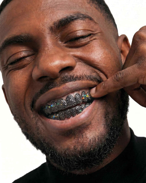 black moissanite grillz 10 on 10 model