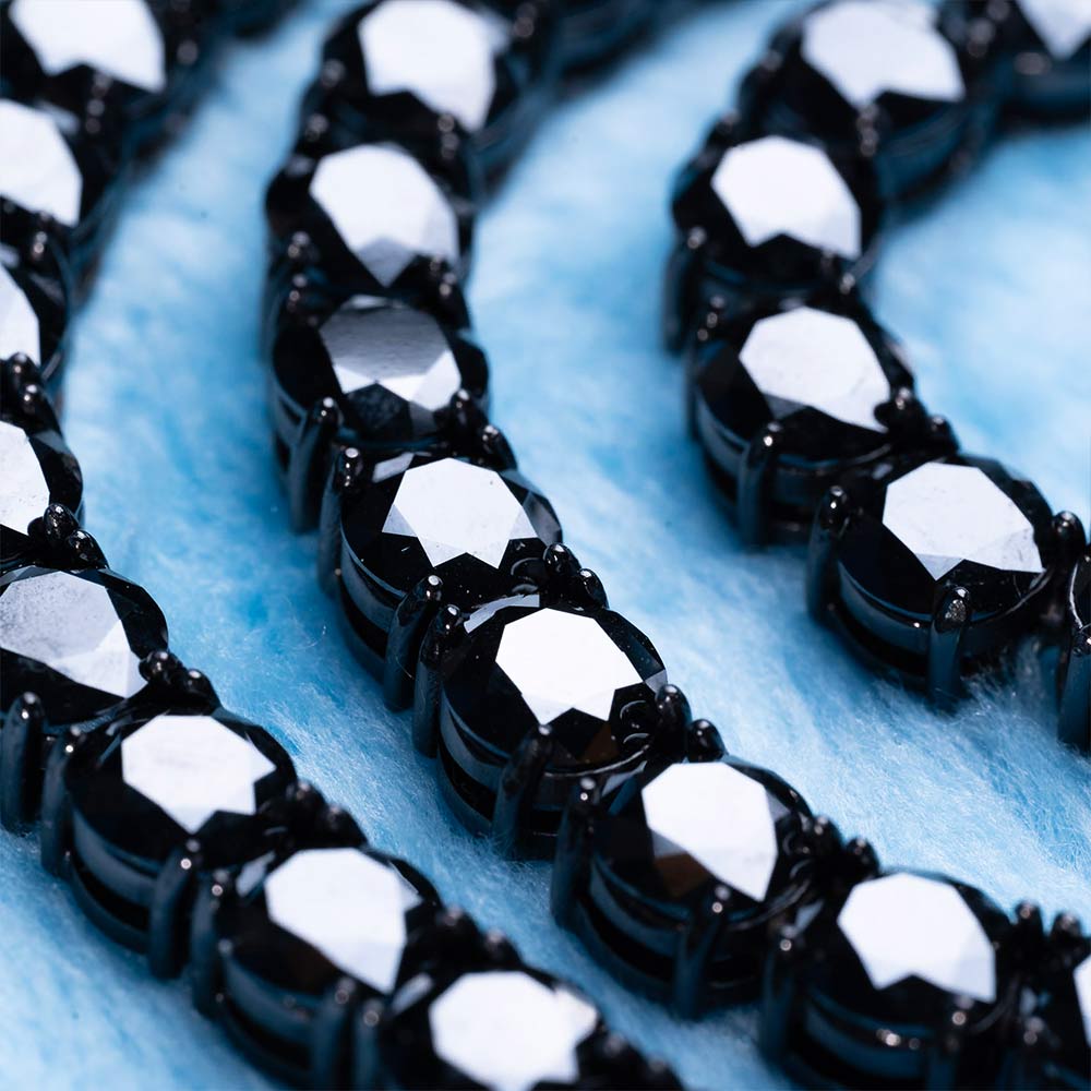 Real Black MOISSANITE 5mm Tennis Chain Black Rhodium 925 Silver Iced  Necklace | eBay