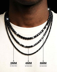 black moissanite tennis chain necklace icecartel all sizes chart