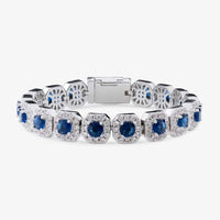 blue gemstone halo cluster bracelet