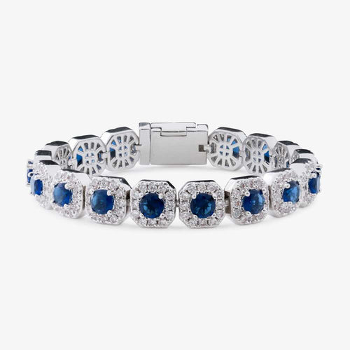 Blaues Edelstein-Halo-Cluster-Armband