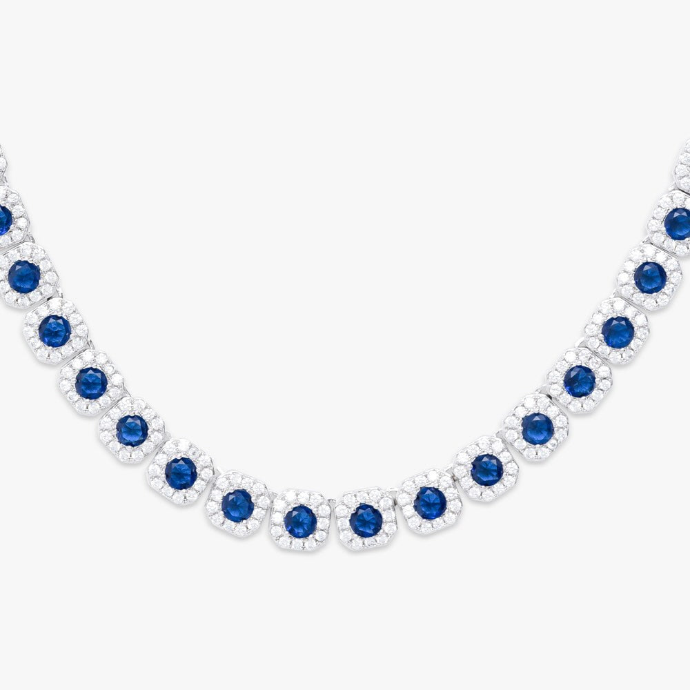 blue gemstone halo cluster chain
