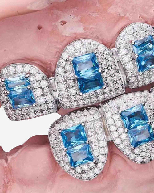 blue gemstone moissanite grillz icecartel closeup