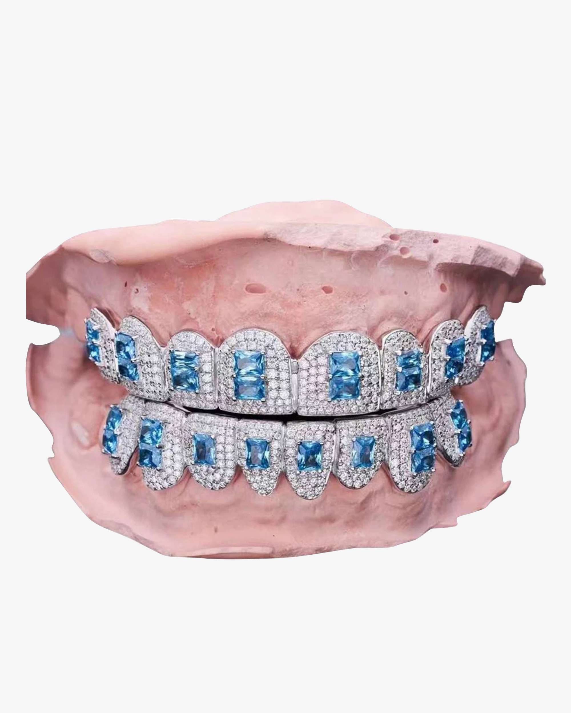 Moissanite Blue Gemstone Grillz 14K Gold