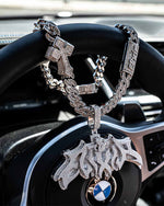 CUSTOM CLASP 15MM Moissanite Baguette Cross Miami Cuban Link Chain 14K Gold - White Gold