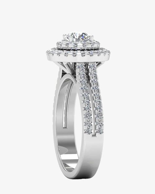 brilliant cut double halo split shank moissanite engagement ring icecartel side