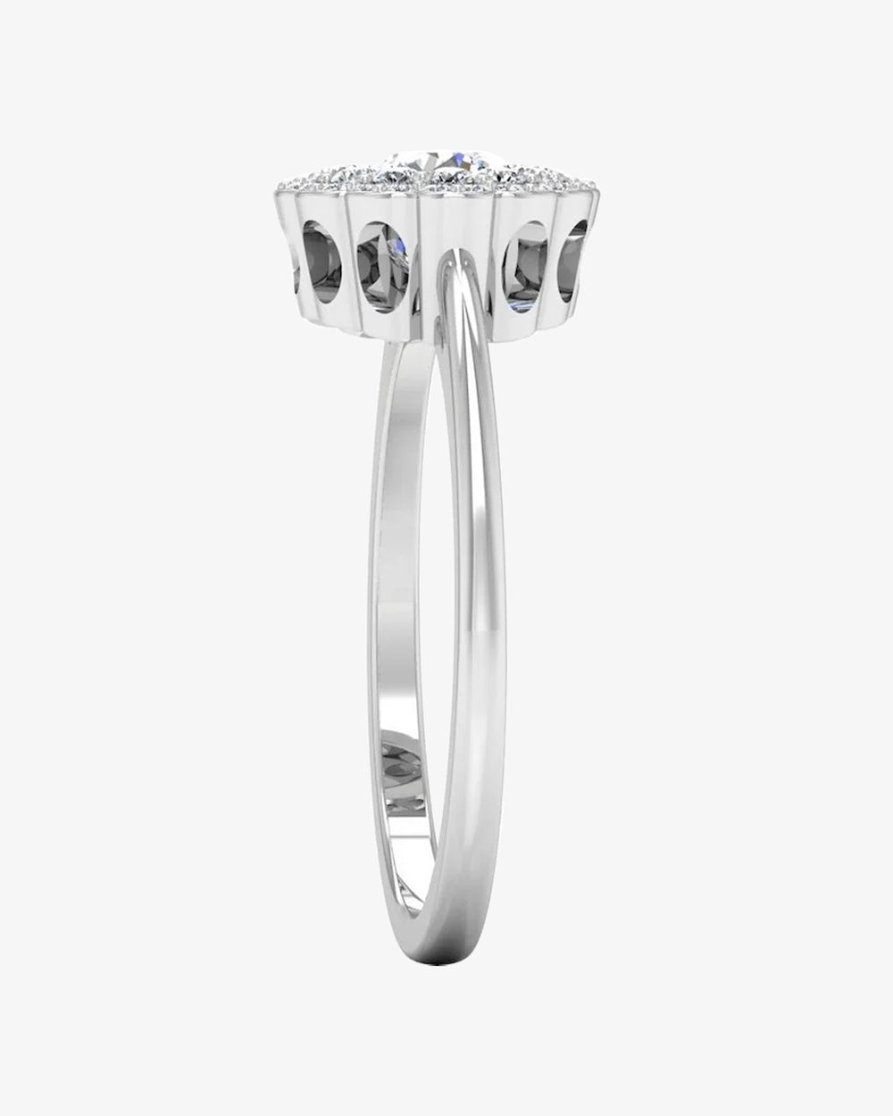 brilliant cut floral halo petite moissanite engagement ring icecartel side