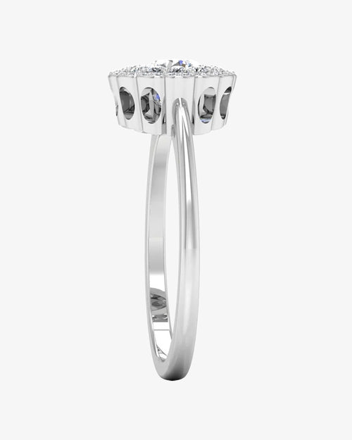 brilliant cut floral halo petite moissanite engagement ring icecartel side